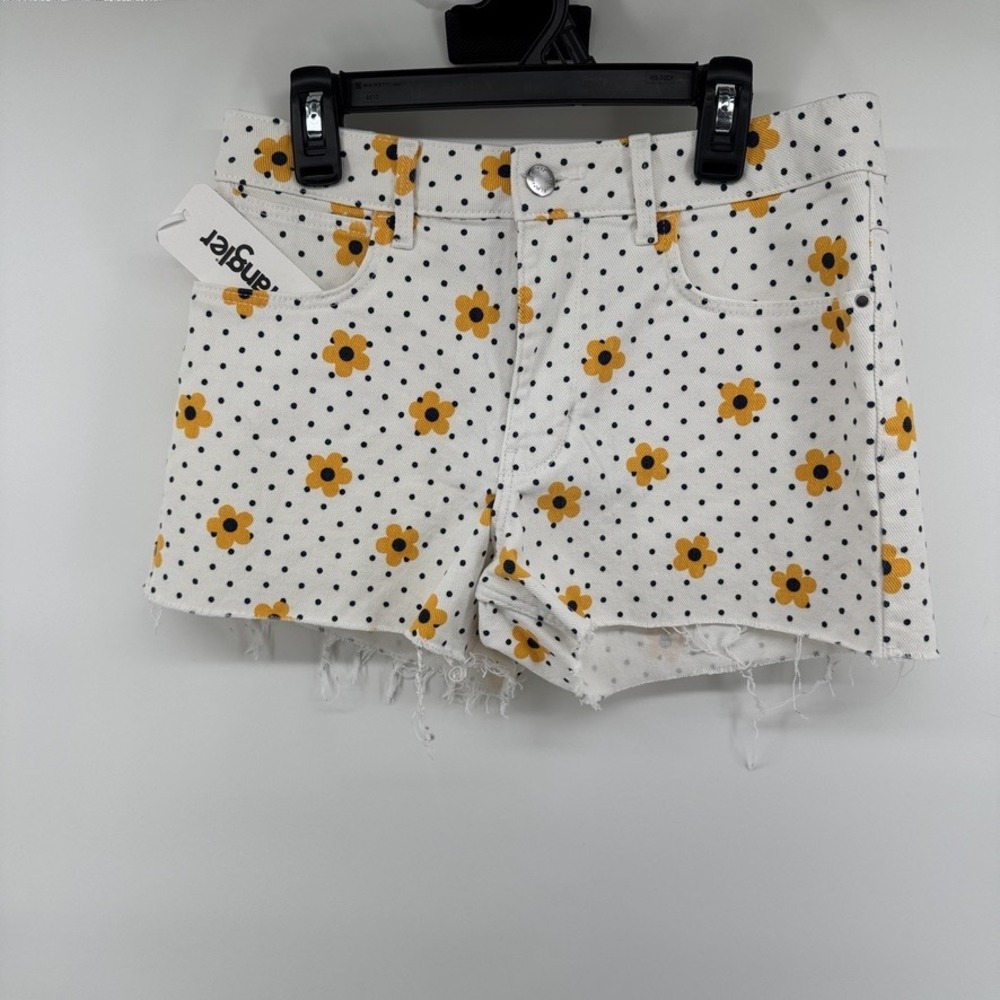 Wrangler Jean Shorts Womens 26 White with Yellow Floral Navy Polka Dot Jorts